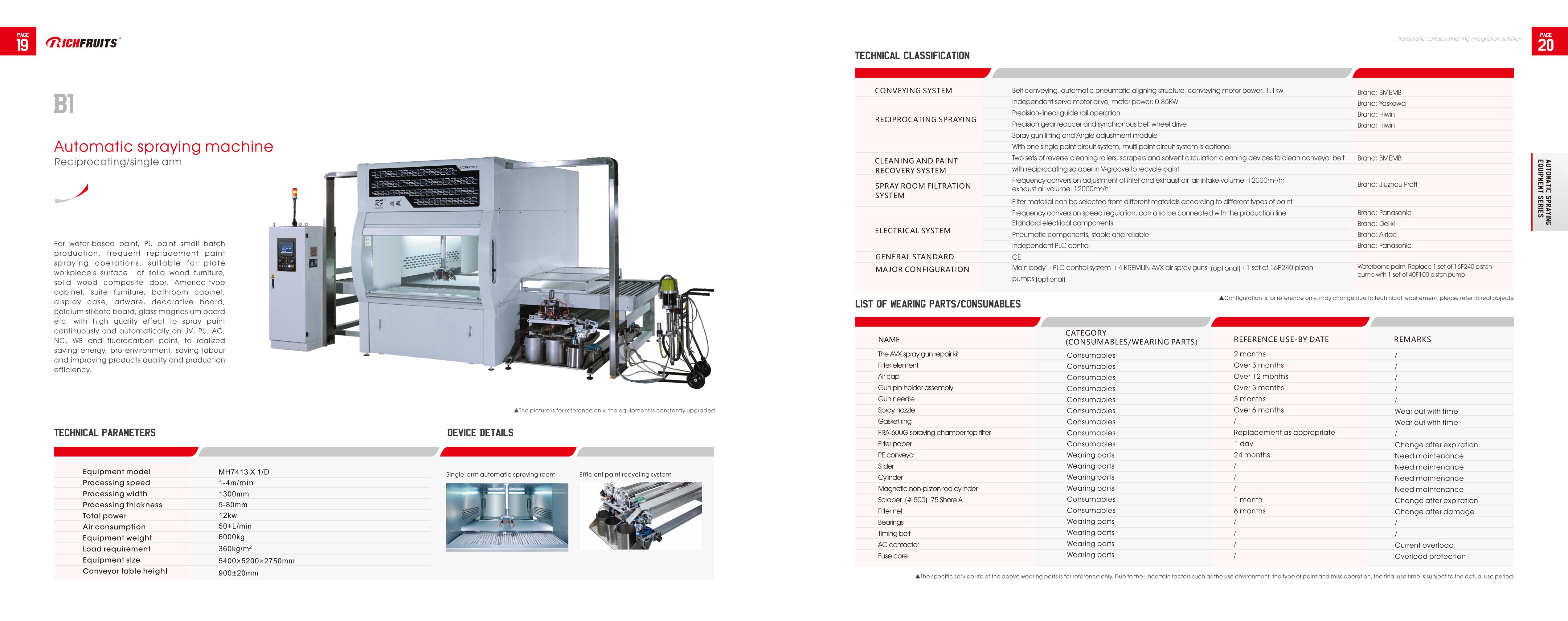 1、B1-Automatic spraying machineReciprocatingsingle arm